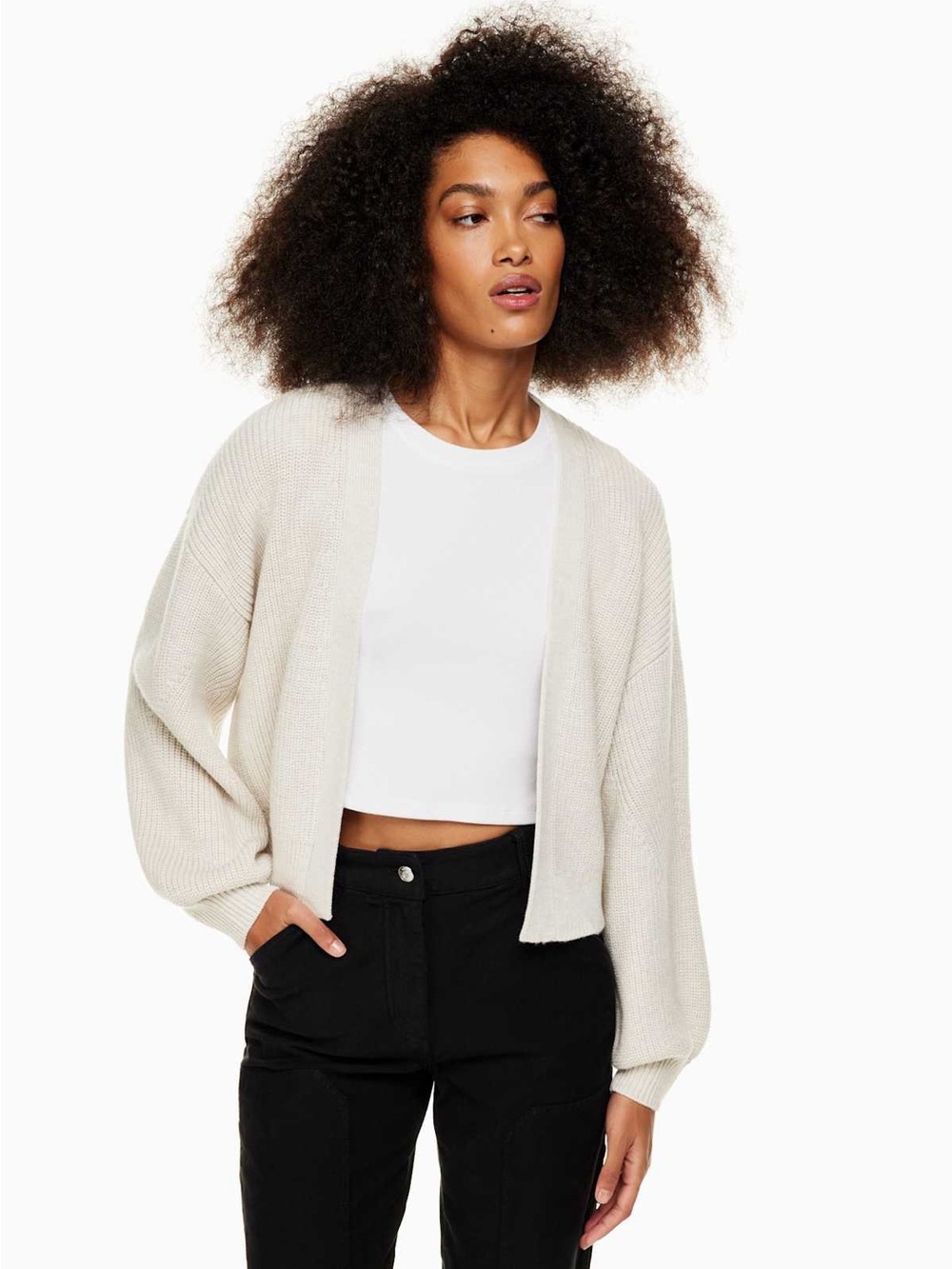 Aritzia Wilfred Free Unwind Waist Cardigan Merino Wool Sweater L Heather Birch